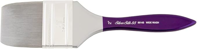 Silver Brush Limited 8814S Silver Silk Wide Wash Brush for Watercolor, Gouache, and Acrylic Paint, Size 2 Inches, Short Handle