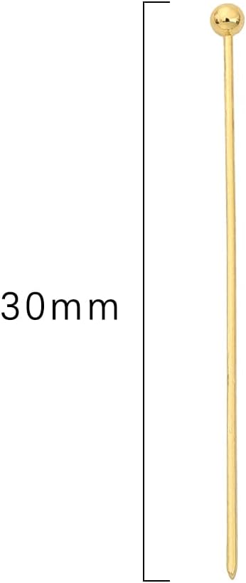 14K Gold Plated Ball Head Pins Non Tarnish 30mm 200pcs for Jewelry Making Findings