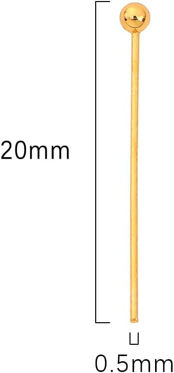 18K Gold Plated Ball Head Pins Non Tarnish 20mm 300pcs for Jewelry Making Findings