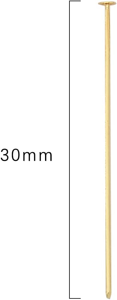 14K Gold Plated Flat Head Pins Non Tarnish 30mm 200pcs for Jewelry Making Findings