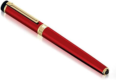Dryden Designs Fountain Pen. Medium Nib Premium Box | 6 Ink Cartridges Included (Royal Red)