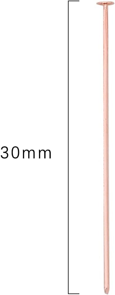 Rose Gold Plated Flat Head Pins Non Tarnish 30mm 200pcs for Jewelry Making Findings