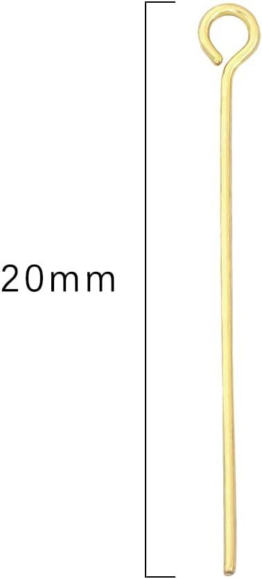 14K Gold Plated Open Eye Pins Non Tarnish 20mm 200pcs for Jewelry Making Findings