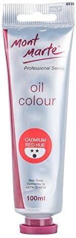 Mont Marte Oil Paint Premium, 3.4 US fl.oz (100ml) Tube, Cadmium Red Hue, Heavy Body Paint, Artist Quality, Good Coverage, Excellent Tinting Strength, Ideal for Painting Canvas