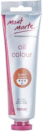 Mont Marte Oil Paint Premium, 3.4 US fl.oz (100ml) Tube, Burnt Sienna, Heavy Body Paint, Artist Quality, Good Coverage, Excellent Tinting Strength, Ideal for Painting Canvas