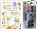 Beginners Watercolor Workbook for Adults -Step-by-Step Coloring Book Set-12 coloring book pages - Includes 16 color blocks and a brush - Professional Watercolor Paper: 300gsm/140lb (Bouquet)