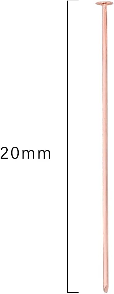 Rose Gold Plated Flat Head Pins Non Tarnish 20mm 300pcs for Jewelry Making Findings