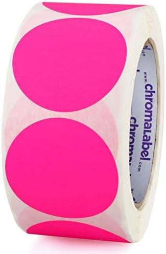 ChromaLabel 2 Inch Round Colored Stickers, High Visibility Permanent Sticky Dots Color Coding Labels, Easy to Write On Colored Dot Stickers - 500 Sticker Labels per Roll, Matte Finish Fluorescent Pink