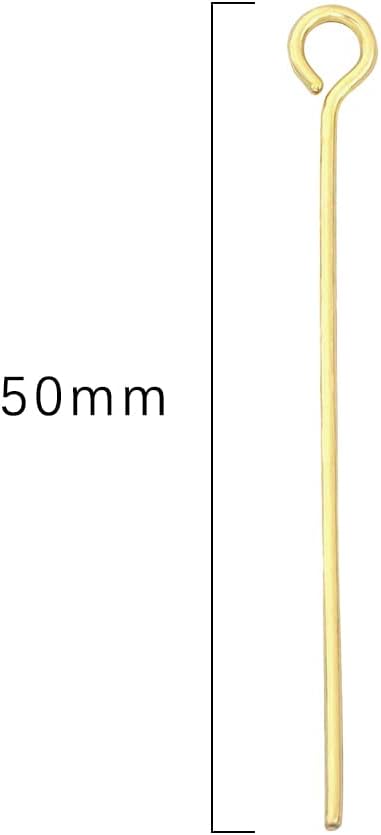 14K Gold Plated Open Eye Pins Non Tarnish 50mm 100pcs for Jewelry Making Findings