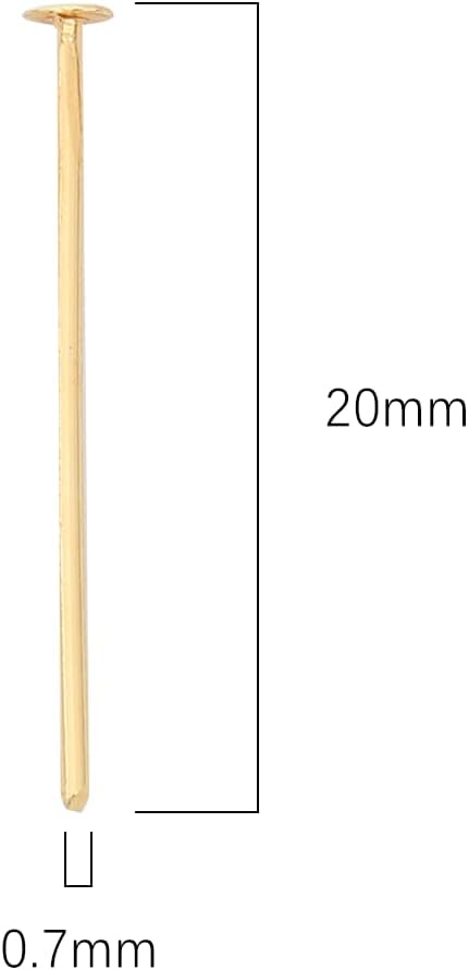 18K Gold Plated Flat Head Pins Non Tarnish 20mm 300pcs for Jewelry Making Findings