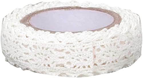 1 Roll 1.7m White Trim Ribbon Tape Self-Adhesive Decorative Lace Fabric Washi Tapes Striping Masking Tapes Decorative Durability Lace Washi Arts and Crafts Tape