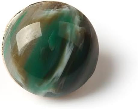 15mm Round Button, Green Marbled Pattern, Decorative Sewing Button for Clothing and Crafts (Green)