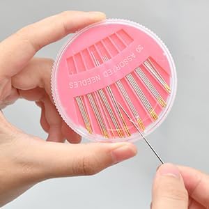 60Pack Sewing Needles for Hand Sewing Repair, 6 Sizes Assorted Needles with 4 Threaders, Hand Sewing Needles, Large Eye Stitching Needles, Embroidery Needles, Sewing Sharp Needles(Pink&Black 60PCS)
