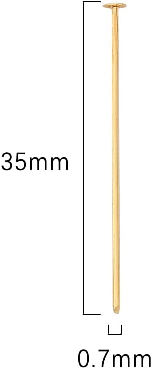 18K Gold Plated Flat Head Pins Non Tarnish 35mm 200pcs for Jewelry Making Findings