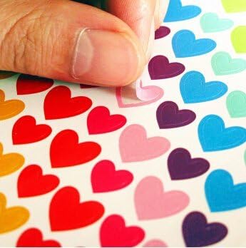 Yansanido 18 Sheets 1512 Pcs Colorful Dot Heart and Star Shape Self Adhesive Stickers, for Scrapbooking and Kid DIY Arts Crafts (Mixed dots,Hearts,Stars, 18 Sheets)