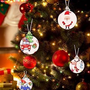 100PCS Christmas Wooden Ornaments Unfinished, DIY Christmas Crafts for Kids, Wood Cutouts Slices DIY Crafts Supplies for Girls Adults, Xmas Ornaments Holiday Decoration