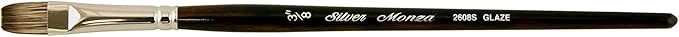 Silver Brush Limited 2608S Monza Glazing Brush, Oil, Acrylic, and Watercolor Brush, Short Handle, Size 3/8"