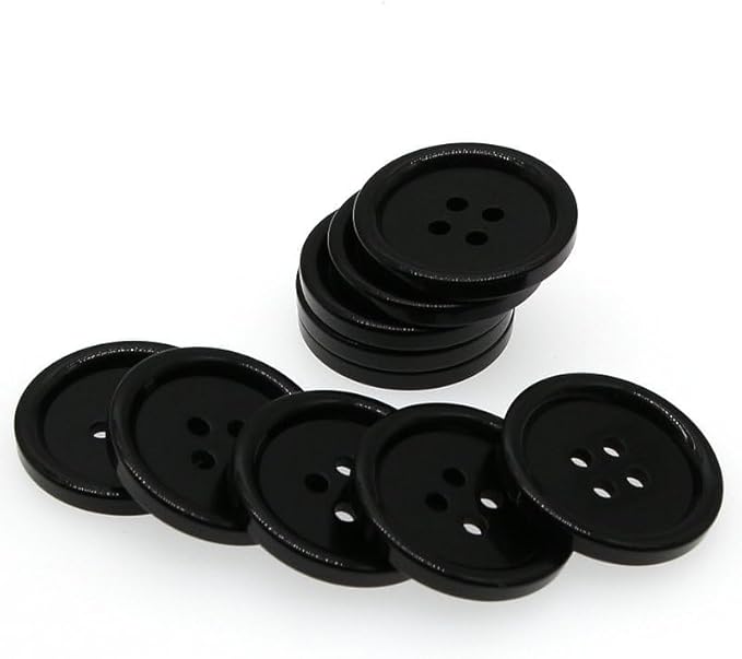 50PCS 1 1/5 Inch Black Button, 4 Holes Plastic Large Buttons for DIY Craft Sewing (Black, 30mm) YIGUANXIN