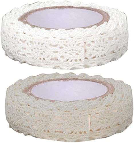 1 Roll 1.7m White Trim Ribbon Tape Self-Adhesive Decorative Lace Fabric Washi Tapes Striping Masking Tapes Decorative Durability Lace Washi Arts and Crafts Tape