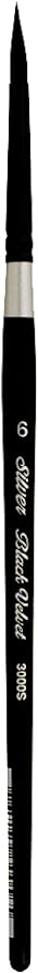 Silver Brush Limited 3000S-6 Black Velvet Round Paintbrush for Watercolor, Gouache, Inks, & Dyes, Size 6, Short Handle