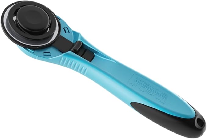 TrueCut Straight Rotary Cutter - 45mm Ergonomic Wheel Cutter for Fabric & Crafting - Left or Right-Handed - Track-and-Guide Ruler - Quilting and Sewing Supplies