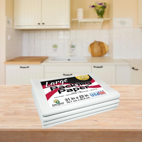 Tree House Packing Paper for Moving – 120 LARGE Newsprint Packing Paper Sheets – 31” x 22” Paper for Packing Dishes, Shipping, and Moving Supplies – Recyclable Movers’ Paper – Made in USA