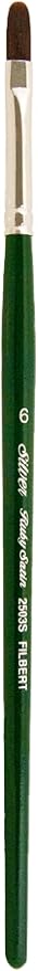 Silver Brush Limited 2503S6 Ruby Satin Filbert Brush for Fluid and Flow Acrylics, Size 6, Short Handle