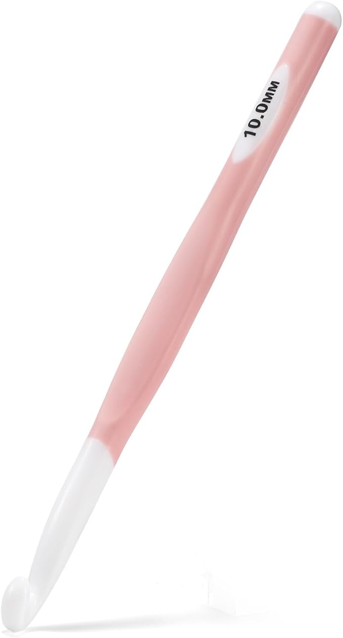 10mm Large Crochet Hook,Ergonomic Crochet Needle for Arthritic Hands, Extra Long Rubber Handle Crochet Hooks for Knitting Sweaters, Shawls and Carpets