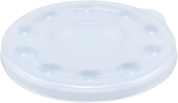 Creative Mark 10-Well Round Plastic Paint Palette with Lid - Pack of 12, Durable, Reusable, Solvent-Resistant, with Oversized Paint Wells for Students, Artists, Teachers - 7.4ml (0.25oz) per Well