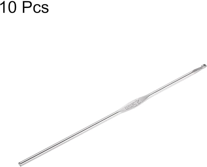 uxcell Stainless Steel Crochet Hook 2.5mm Knitting Needles for DIY Craft Yarn 10Pcs
