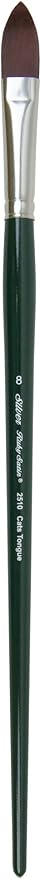 Silver Brush Limited 2510-8 Ruby Satin Cats Tongue Paintbrush for Oil, Acrylic, and Heavy Body Paints, Size 8, Long Handle