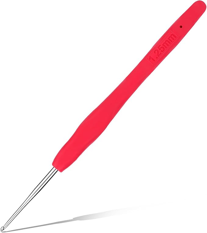 1.25 mm Crochet Hook, Ergonomic Handle for Arthritic Hands, Extra Long  Knitting Needles for Beginners and Crocheting Yarn (1.25 mm)