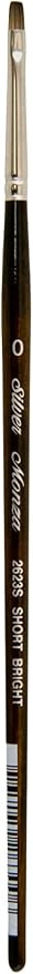 Silver Brush Limited 2623S-0 Monza Short Bright Paintbrush for Oil, Acrylic, and Heavy Body Paints, Size 0, Short Handle