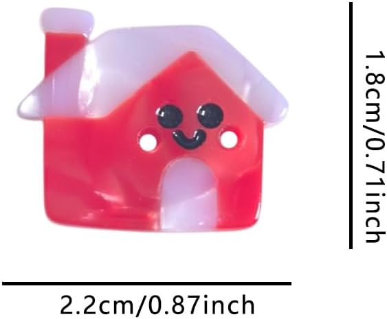 Cute Wooden House Buttons for Crafts,Acetate Button for Clothes,Cute Buttons for Sewing,Button Bulk,Pack of 6
