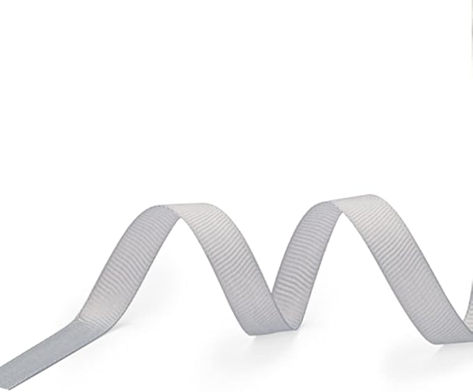 LIUYAXI 10 mm X 50 Yards Solid Silver Grosgrain Ribbon, Perfect for Crafts, Wedding Decor, DIY Hair Accessories, Sewing, Gift Package Wrapping and More