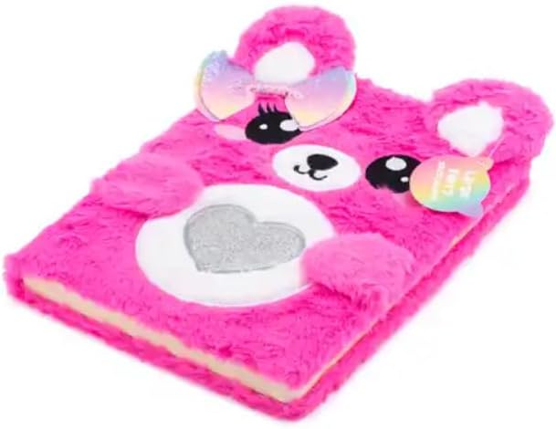 VOTUM Fuzzy Sketch Book: Personalized Artist Sketchbook: Sketching, Drawing and Creative Doodling. Notebook and Sketchbook to Draw and Journal (Bright Pink Bear)