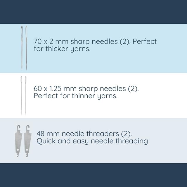 Premium Large Eye Needles Hand Embroidery, Sewing, Crafting, Yarn, Sweaters - 6pcs with 2 Needle Threaders
