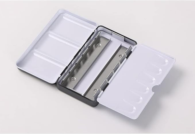 Jinberry Metal Watercolor Tin with Fold-Out Mixing Palette, Multi-Functional Empty Watercolor Palette with Pans Paint Tray Palette for Plein Air, Watercolor, Acrylic and Oil Painting