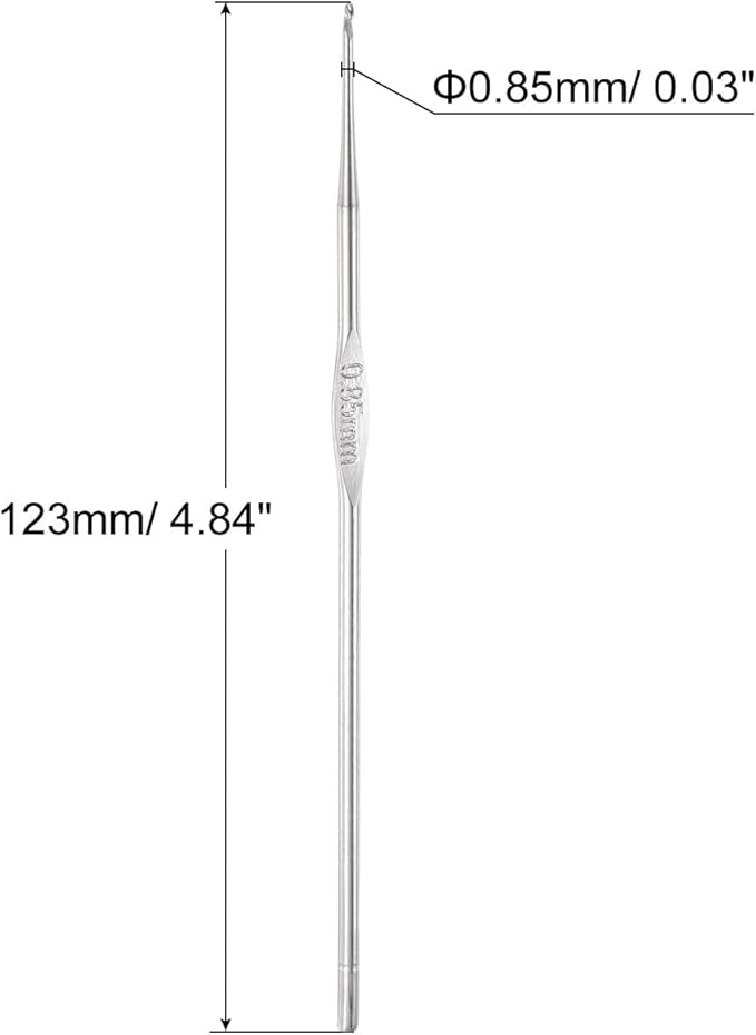 uxcell Stainless Steel Crochet Hook 0.85mm US Size 13 Knitting Needles for DIY Craft Yarn 10Pcs