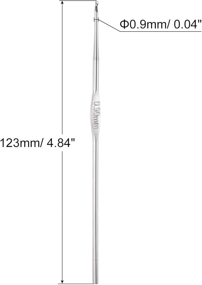 uxcell Stainless Steel Crochet Hook 0.9mm Knitting Needles for DIY Craft Yarn 10Pcs