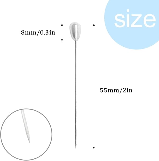 150 Pieces White Pearl Head Pins Corsage Pin Sewing Pins Straight Pins Wedding Bouquet Pin for DIY Decoration Craft and Sewing Project 55mm/2.17in W