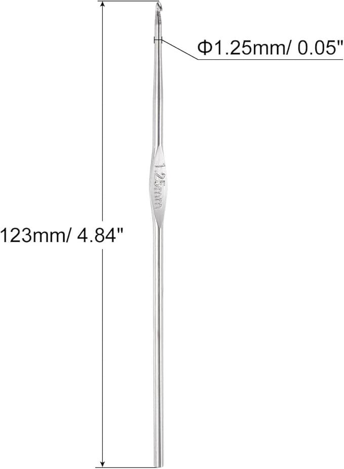 uxcell Stainless Steel Crochet Hook 1.25mm Knitting Needles for DIY Craft Yarn 10Pcs