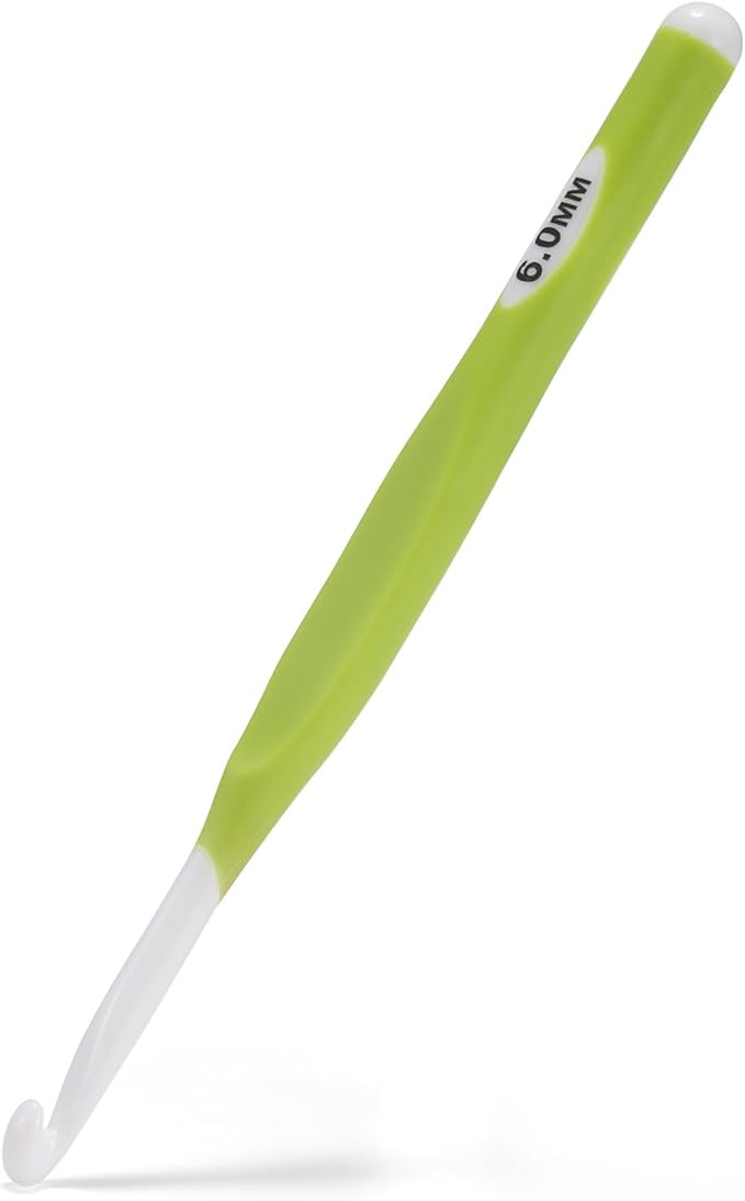 6mm Large Crochet Hook,Ergonomic Crochet Needle for Arthritic Hands, Extra Long Rubber Handle Crochet Hooks for Knitting Sweaters, Shawls and Carpets