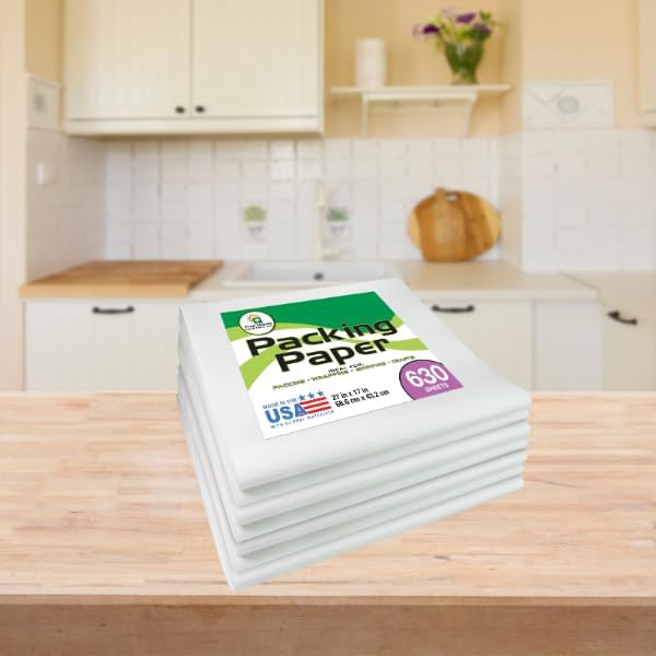 Tree House Packing Paper for Moving – 630 Newsprint Packing Paper Sheets – 27” x 17” Paper for Packing Dishes, Shipping, and Moving Supplies – Recyclable Movers’ Paper – Made in USA