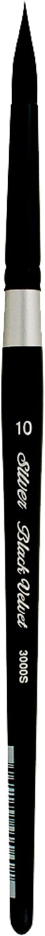 Silver Brush Limited 3000S-10 Black Velvet Round Paintbrush for Watercolor, Gouache, Inks, & Dyes, Size 10, Short Handle