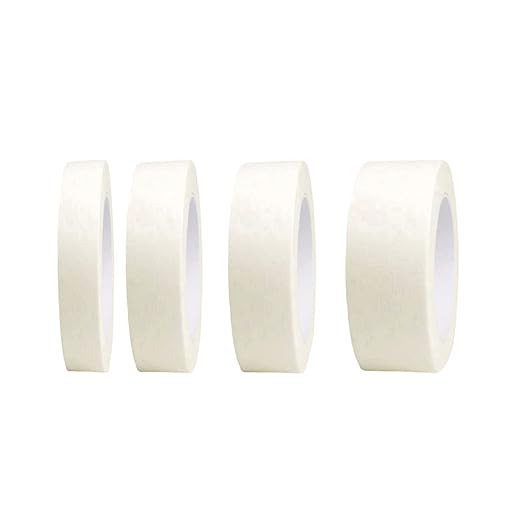 4 Rolls Beige White Masking Tape, Multi-Size General Purpose Painters Tape for Home, Office, School Stationery, DIY Arts, Crafts, Labeling - (0.5 Inch, 0.7 Inch, 1 Inch and 2 Inch X 22 Yard)
