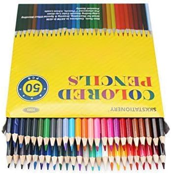 SKKSTATIONERY 50Pcs Colored Pencils,50 Vibrant Colors, Drawing Pencils for Sketch, Arts, Coloring Books, Back to school Christmas Gifts