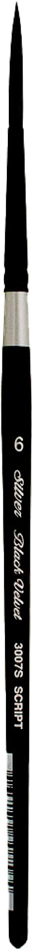 Silver Brush Limited 3007S -6 Black Velvet Script Liner Paintbrush for Watercolor, Gouache, Inks, & Dyes, Size 6, Short Handle