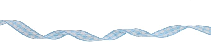 Gingham Ribbon 50 Yard Each Roll 100% Polyester Woven Edge (1/4" x 50 Yards, Light Blue)