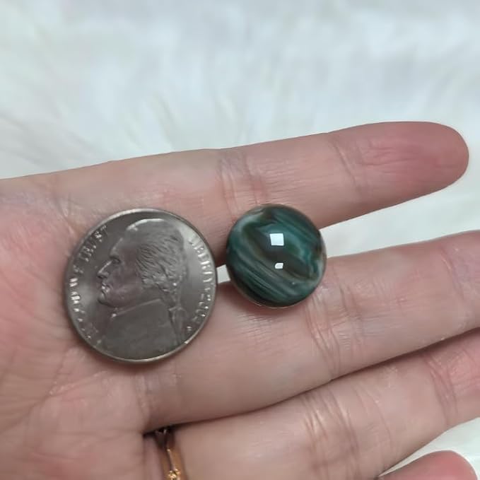 15mm Round Button, Green Marbled Pattern, Decorative Sewing Button for Clothing and Crafts (Green)